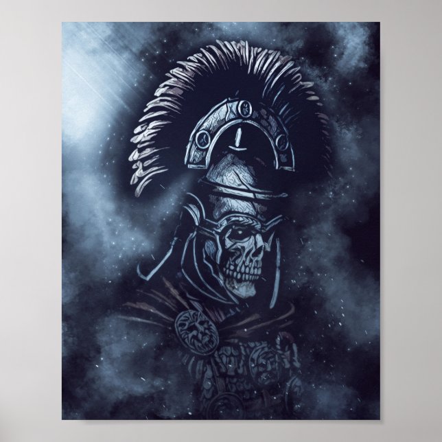 Roman Centurion Skull Fantasy Gladiator Art Poster (Front)