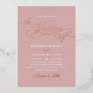 Roman Classic Script Calligraphy Wedding Rose Gold