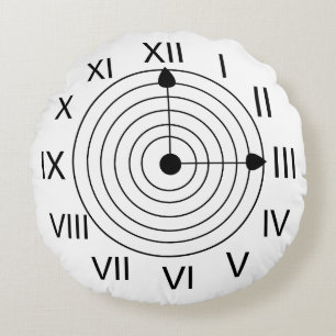 Roman Clock Black and White Roman Clock Round Cushion
