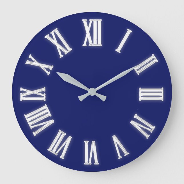 Roman Clock Silver Gray Grey Blue Navy  (Front)