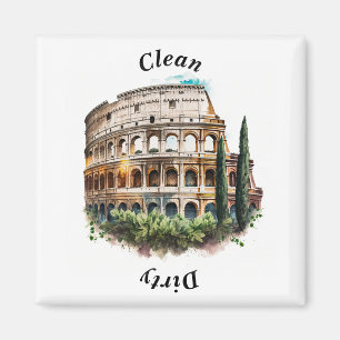 Roman Coliseum Watercolor Clean/Dirty Dishwasher Magnet
