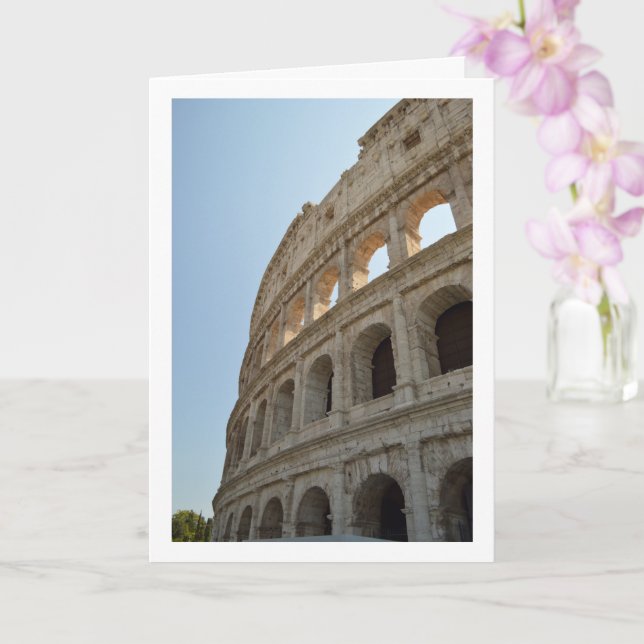 Roman Colosseum Blue Sky Portrait, Roma, Italy Card (Orchid)