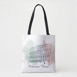 Roman Colosseum Italy Flag Colours Sketch Tote Bag