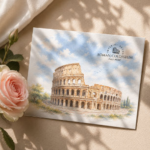 Roman Colosseum Italy  Watercolor Landscape Holiday Postcard