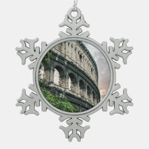 Roman Colosseum Snowflake Pewter Christmas Ornament