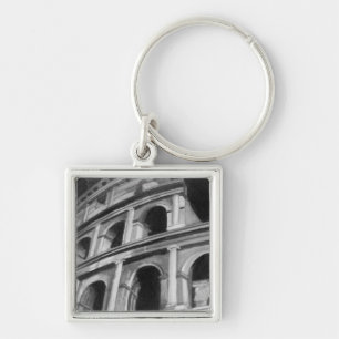 Roman Colosseum with Architectural Drawings Key Ring