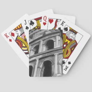 Roman Colosseum with Architectural Drawings Playing Cards