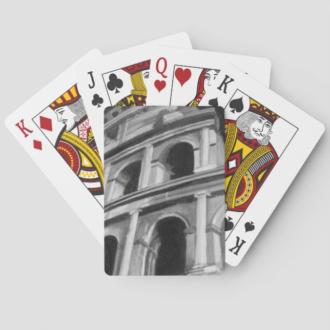 Roman Colosseum with Architectural Drawings Playing Cards (Back)