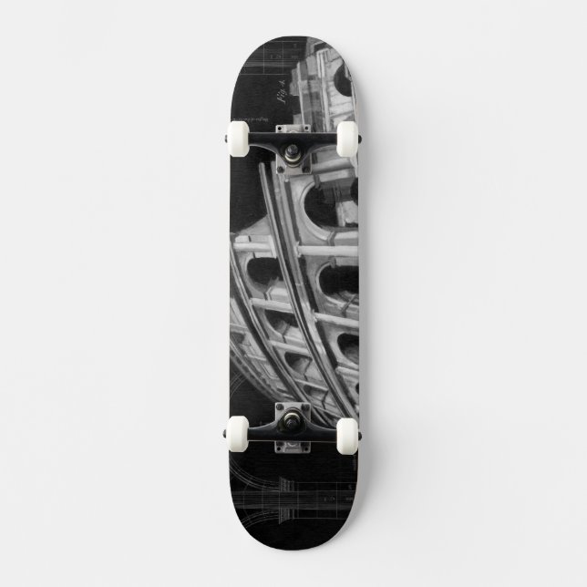 Roman Colosseum with Architectural Drawings Skateboard (Front)
