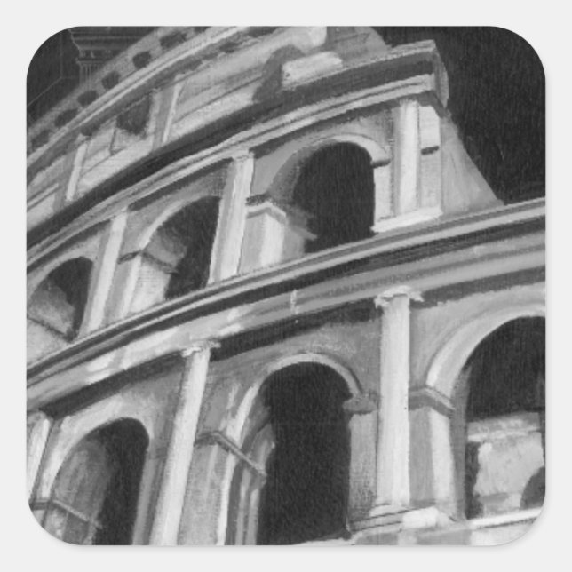 Roman Colosseum with Architectural Drawings Square Sticker (Front)