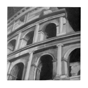 Roman Colosseum with Architectural Drawings Tile