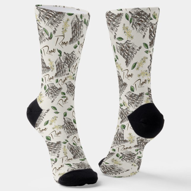 Roman Colosseum with Flowers Socks (Angled)
