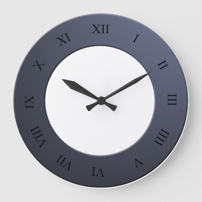 Roman Digits on Blue Frame on any Colour Large Clock (Front)