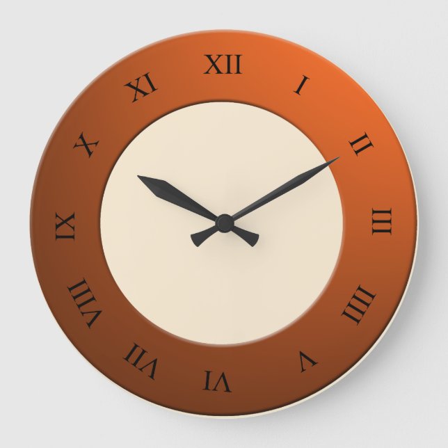 Roman Digits on Orange Frame on any Colour Large Clock (Front)