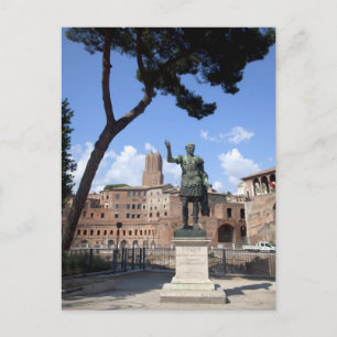Roman emperor bronze statue at forum postcard