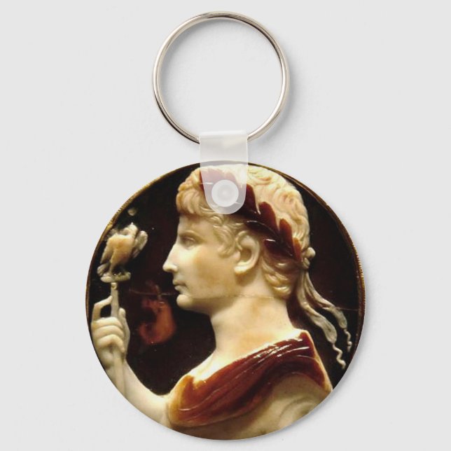 Roman Emperor Octavian Augustus Cameo Ancient Art Key Ring (Front)
