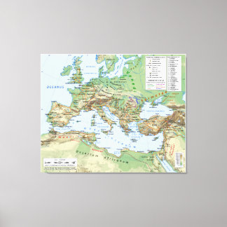 Roman Empire Map During Reign of Emperor Hadrian Canvas Print