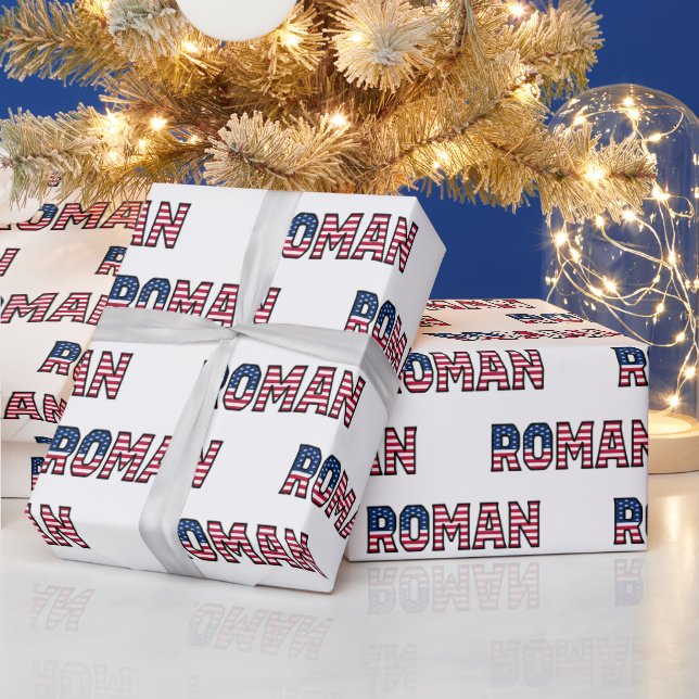 Roman first name name USA US wrapping paper paper (Holidays)