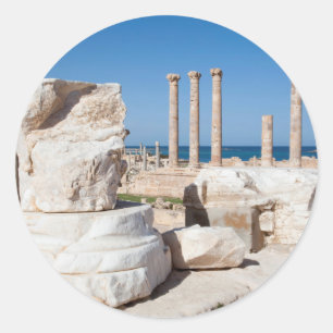 Roman Forum And Remains Of Statue, Sabratha, AZ Classic Round Sticker