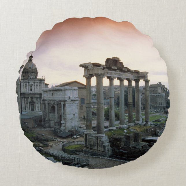 Roman Forum at dawn Round Cushion (Front)