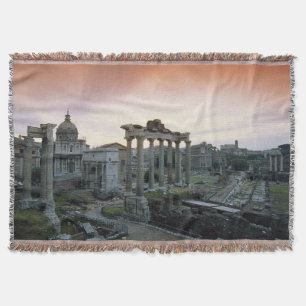 Roman Forum at dawn Throw Blanket