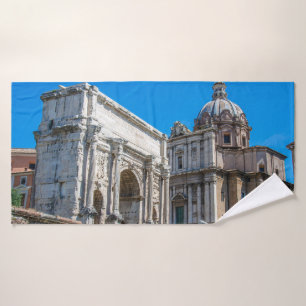 Roman Forum ruins in Rome, Italy Bath Towel
