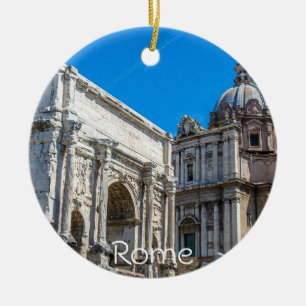 Roman Forum ruins in Rome, Italy Ceramic Tree Decoration