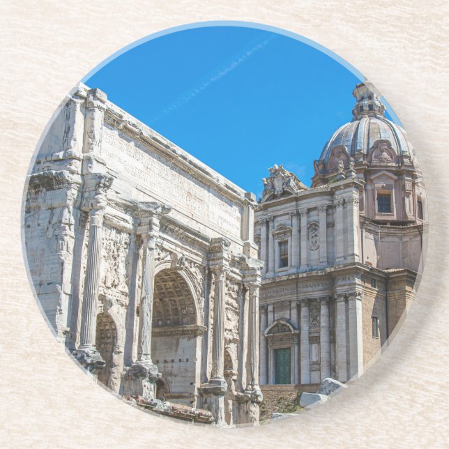 Roman Forum ruins in Rome, Italy Coaster (Front)