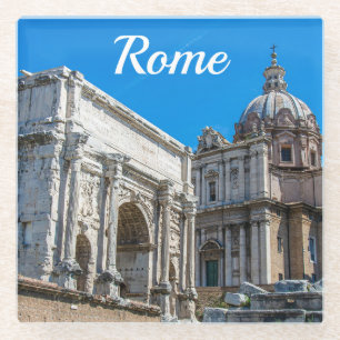 Roman Forum ruins in Rome, Italy Glass Coaster