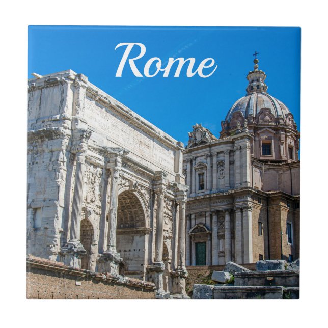 Roman Forum ruins in Rome, Italy Tile (Front)