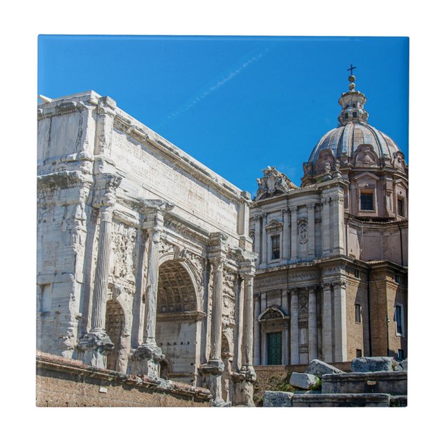 Roman Forum ruins in Rome, Italy Tile (Front)