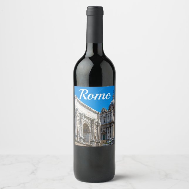 Roman Forum ruins in Rome, Italy Wine Label (Front)