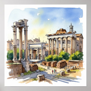 Roman Forum Ruins Poster