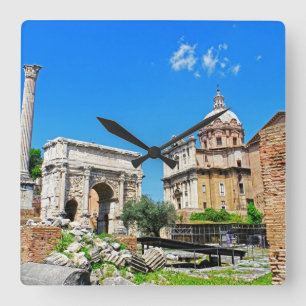 Roman forum square wall clock