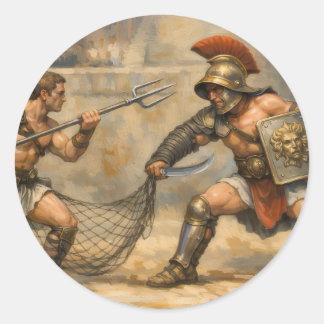 Roman Gladiator Duel  Classic Round Sticker