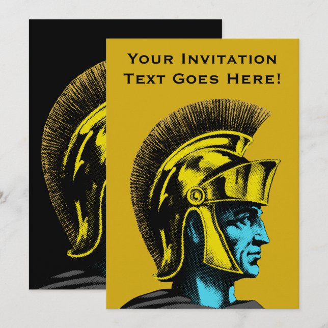Roman Gladiator Pop Art Portrait Invitation (Front/Back)