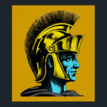 Roman Gladiator Pop Art Portrait Poster<br><div class="desc">Roman Gladiators often fought to the death within the walls of Rome’s ancient Colosseum. The Roman Gladiator Pop Art Portrait is a graphic illustration of one of these gladiators. The pop art gladiator portrait is in brightly colored shades of yellow and turquoise with grey and black. If you are a...</div>