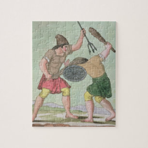 Roman Gladiators, from 'L'Antica Roma', 1825 (colo Jigsaw Puzzle