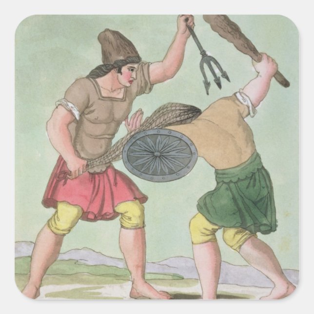 Roman Gladiators, from 'L'Antica Roma', 1825 (colo Square Sticker (Front)