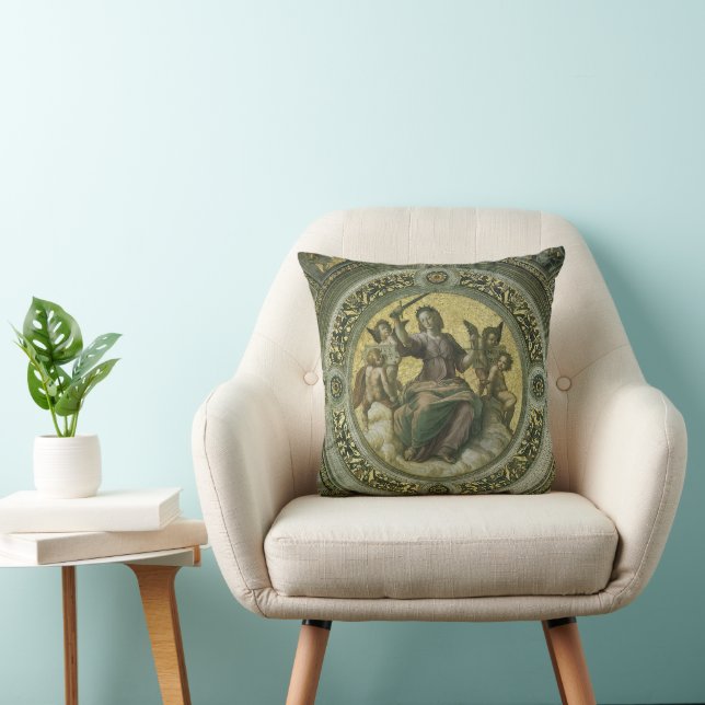 Roman Goddess Justice with Angels by Raphael Cushion (Chair)