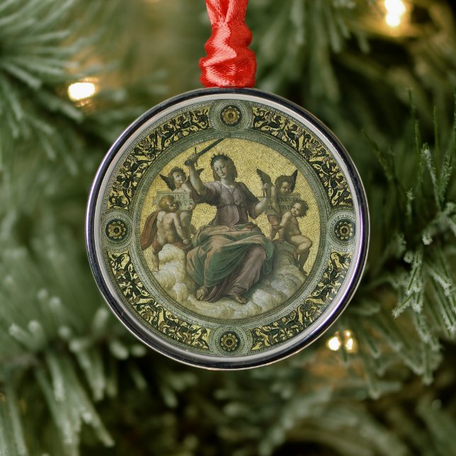 Roman Goddess Justice with Angels by Raphael Metal Tree Decoration (Tree)