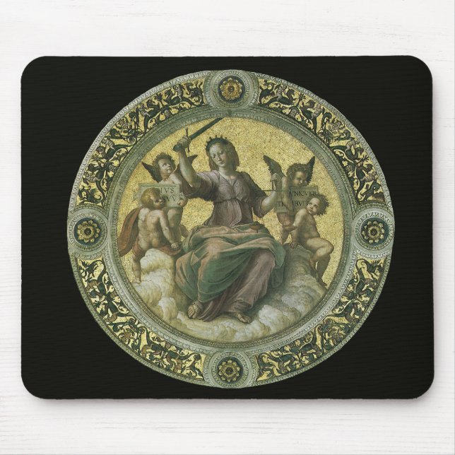Roman Goddess Justice with Angels by Raphael Mouse Mat (Front)