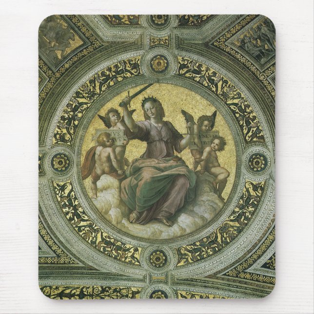Roman Goddess Justice with Angels by Raphael Mouse Mat (Front)