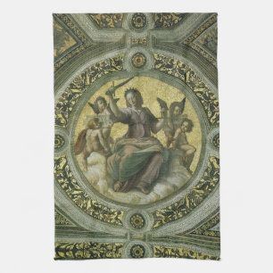 Roman Goddess Justice with Angels by Raphael Tea Towel