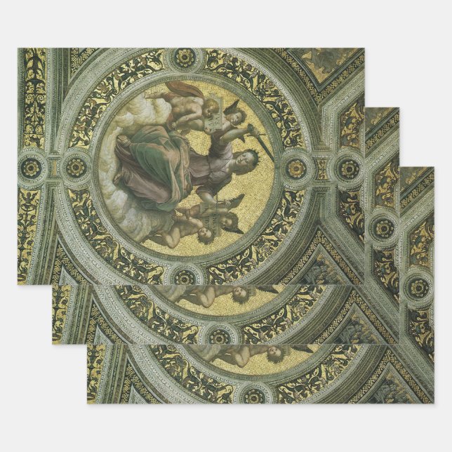 Roman Goddess Justice with Angels by Raphael Wrapping Paper Sheet (Set)