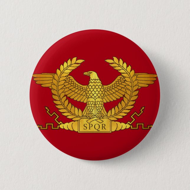 Roman Golden Eagle on Red 6 Cm Round Badge (Front)