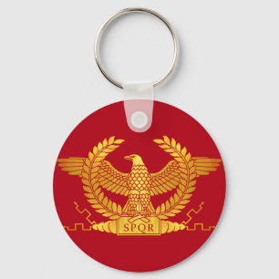 Roman Golden Eagle on Red Key Ring