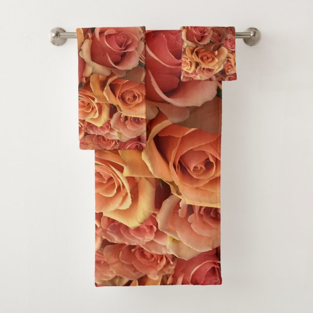 Roman Grenadier Roses Bath Towel Set (Insitu)