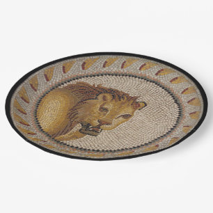 Roman Lion Mosaic Paper Plate