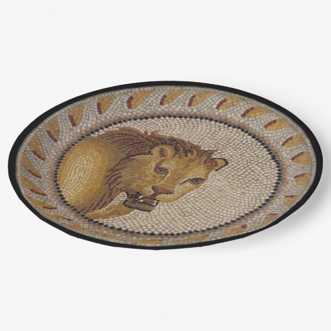 Roman Lion Mosaic Paper Plate (Angled)